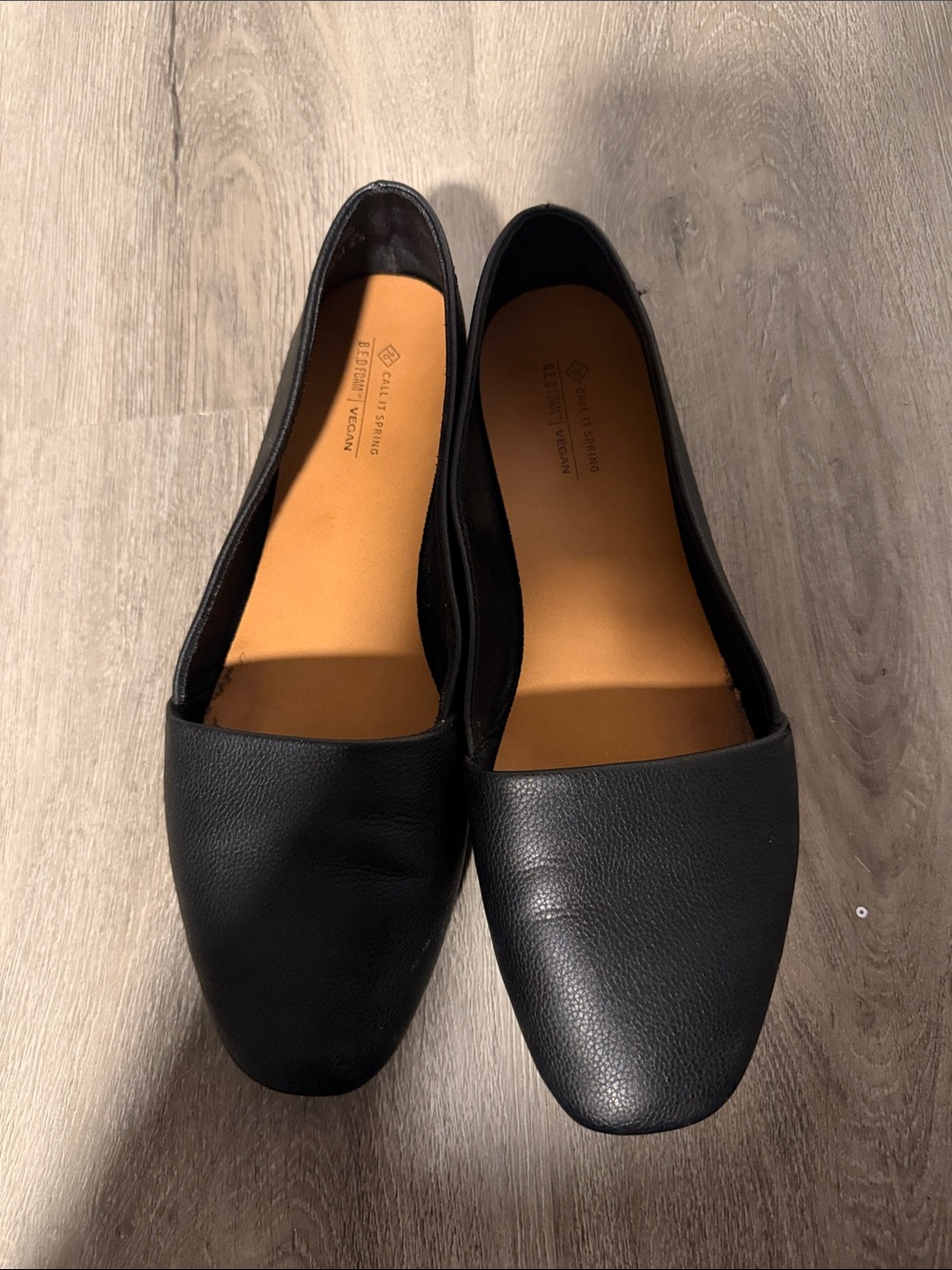 VEGAN Black Women's Leather-Look Slip-On Flats